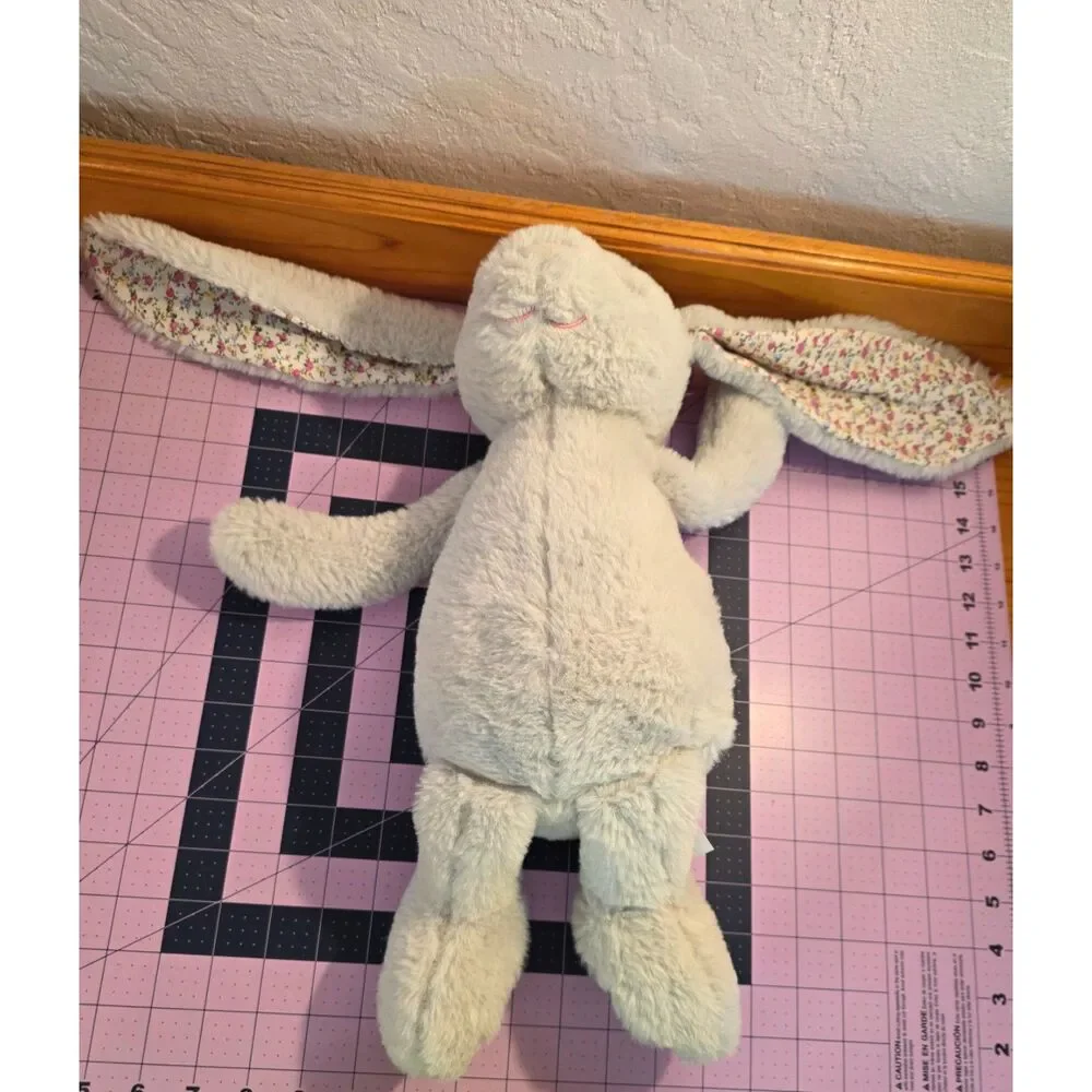 Kellytoy White Bunny Rabbit Plush Floral Ears Floral Feet Stuffed Animal 15